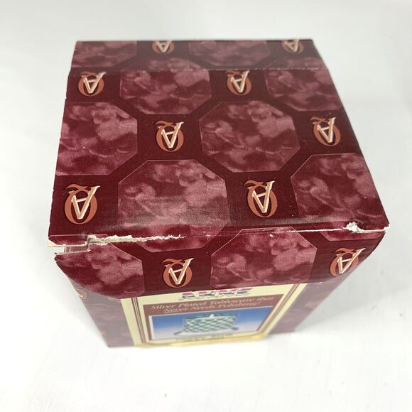 Silver Plated Christmas Candle Holder Green Glass Metal Filigree Made England - Picture 7 of 7